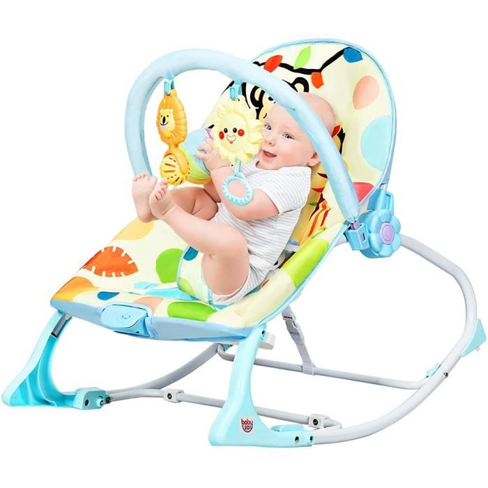 Goplus 3 En 1transat Evolutif Pour Bebe Balancelle Musical A 3 Positions Fauteuil Chaise Siege A Bascule 2modes De Vibrations Bleu Cdiscount Puericulture Eveil Bebe