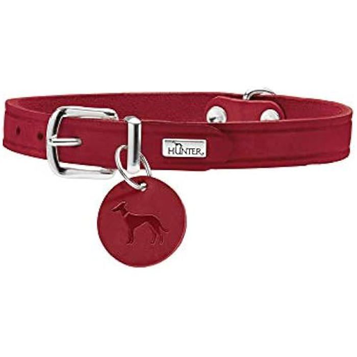 Meilleurs prix pour Collier pour Chien - HUNTER - Aalborg - Cuir Souple - Taille 28-33 cm - Rouge