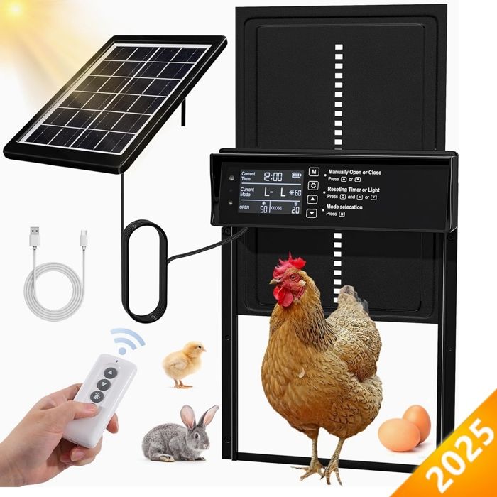 Meilleurs prix pour KENLUMO Porte Automatique Poulailler Solaire avec Minuterie Anti-pincement,IP45 Porte Poulailler etanche Tout en Alliage