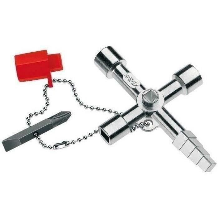 D44 Clé universelle Profi-Key KNIPEX pour armoires et systèmes de fermeture standard, 90 mm, réf. 00 11 04