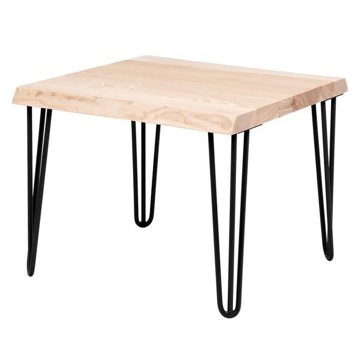 lamo manufaktur table basse en bois - industriel - salon - 60x60x47cm - frêne sévère - pieds métal noir - modèle creative