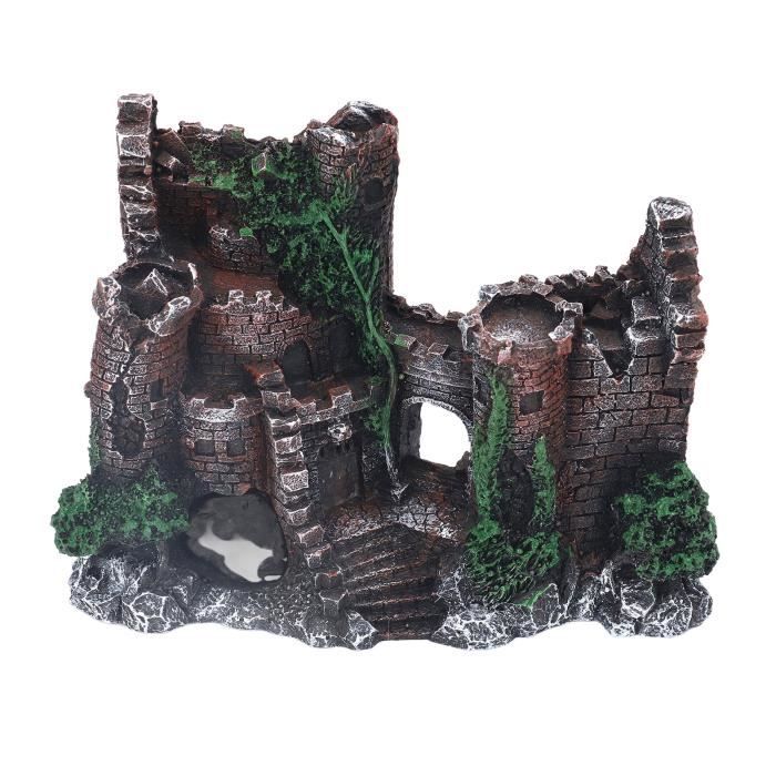 Comparer les prix de minifinker ornement de château d'aquarium Décoration de château d'aquarium réaliste, cachette sans produits animalerie racine