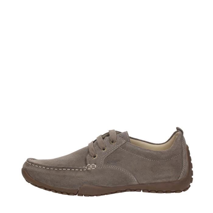 Sneakers Homme GEOX TAUPE - Gris - Cuir - Lacets - Plat