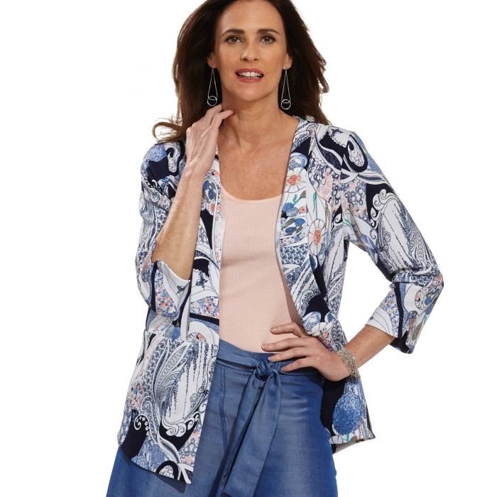 Blazer Femme Manches 3/4 – Veste Courte Élégante Et Décontractée – Parfait Bureau, Soirée Ou Tenue Festive