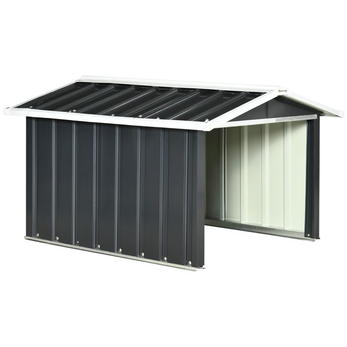 OUTSUNNY Garage tondeuse robot - abri de jardin robot-tondeuse - t&ocirc;le acier gris