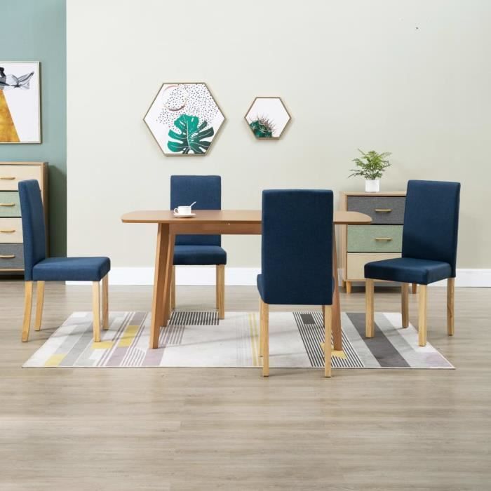 Lot de 4 Chaises de salle à manger 4 pcs Bleu Tissu Chaise Scandinave