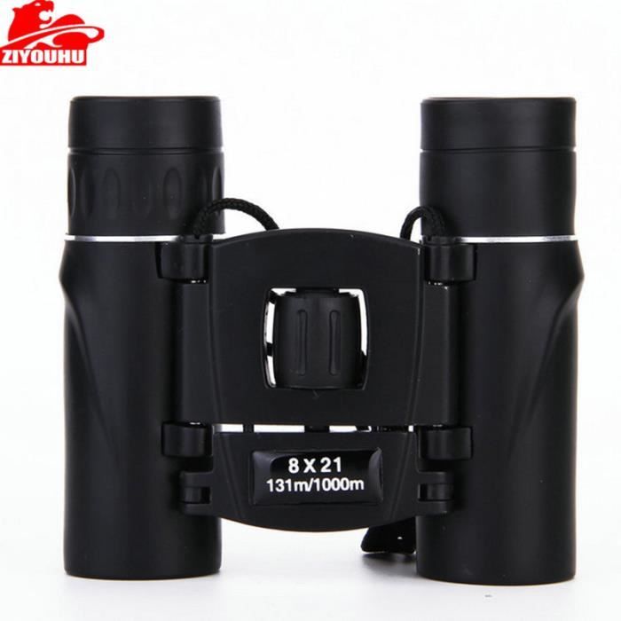 Jumelles Compactes Zoom 8x22 - Mini Télescope Pliable - Noir - Observation