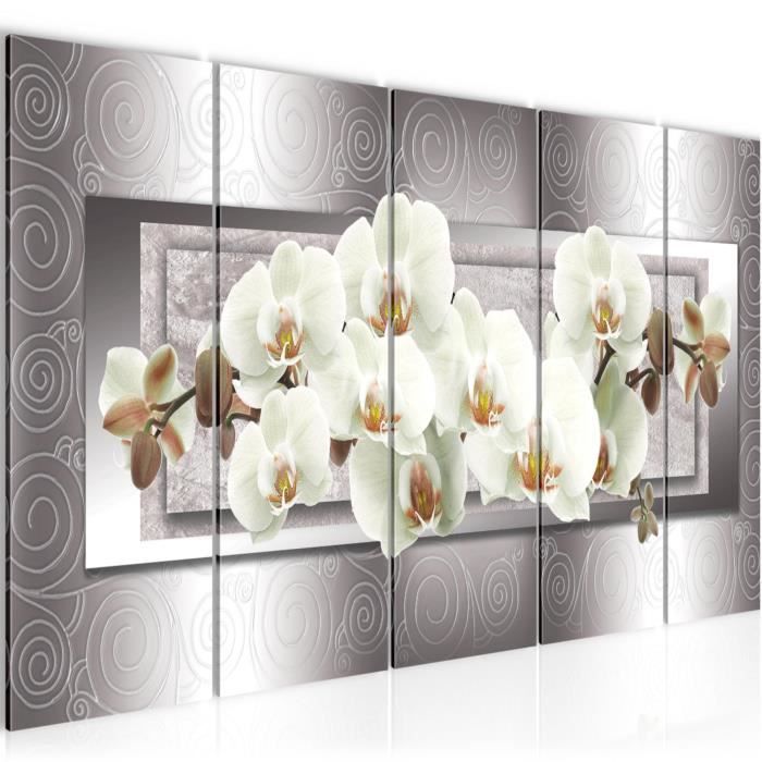 Tableau Toile Grand Format 200x100 Cm - Fleur Orchidée, Prêt à Accrocher - Décoration Murale
