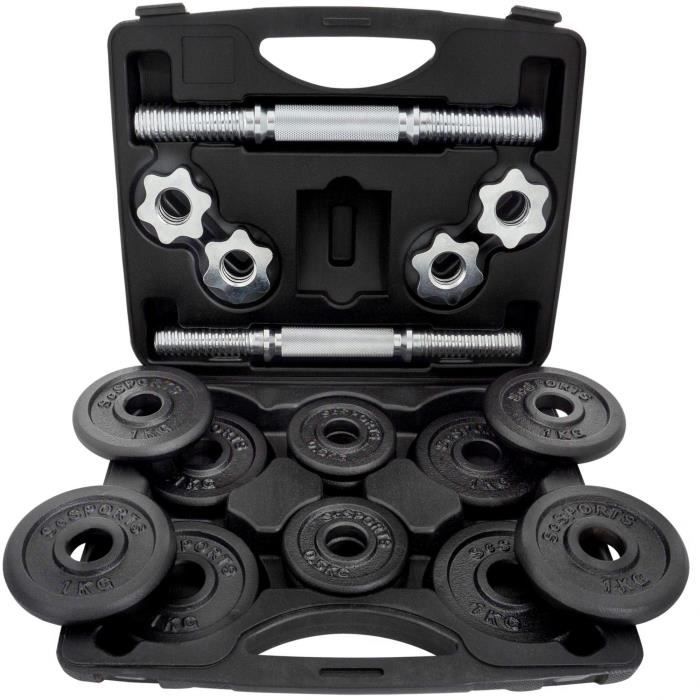 Set D'haltères ScSPORTS® 30 Kg – Haltères Longues Pour Musculation – Neuf