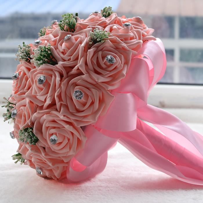 Rose Artificial Pe Roses Gypsophila Bebe Bouquet De Fleurs Bouquet Bridal Hand Holding Bouquet Pour Mariage Decorations Maison Ch Cdiscount Maison