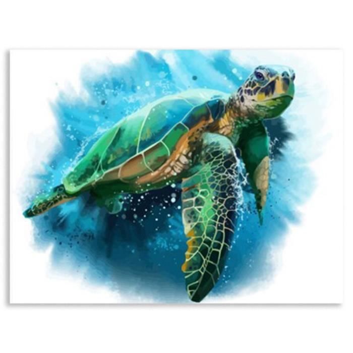 Peinture par numéros Kit Bricolage tortue de mer peinte à la main toile huile art photo