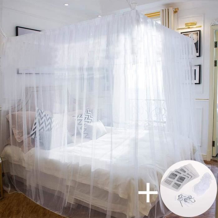 Moustiquaire De Lit, Grand Carrée Moustiquaire Pour Lit Extra Large Moustiquaire Baldaquin Interieur Et Exterieur Pour Lits Simples Et Doubles Blanc 190 X 210 X 240cm 88643760
