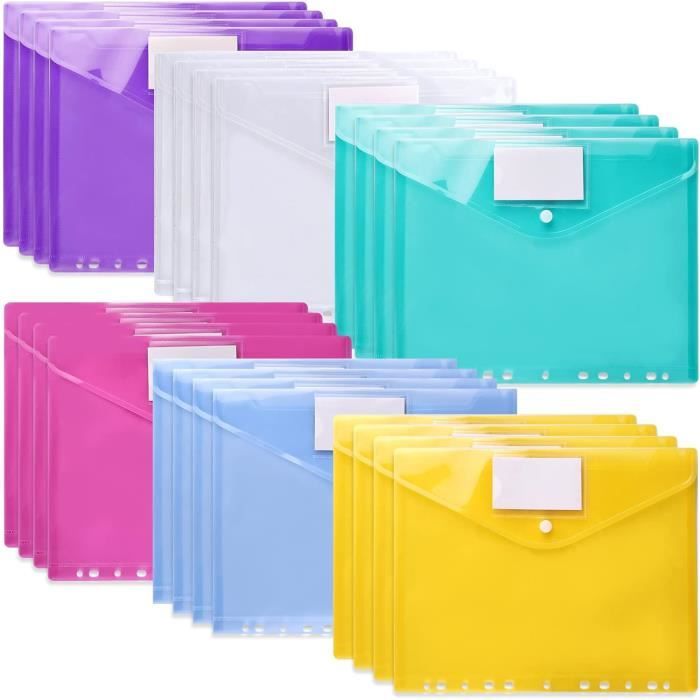 Lot De 300 Pochettes Perforées A4 Transparentes Avec Bord Bleu - 23,5x30 Cm, Pour Classeurs à Anneaux