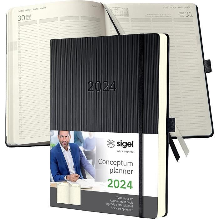 SIGEL C2404 Agenda professionnel 2024, A4+, couverture rigide, noir -[S230]  - Cdiscount Beaux-Arts et Loisirs créatifs
