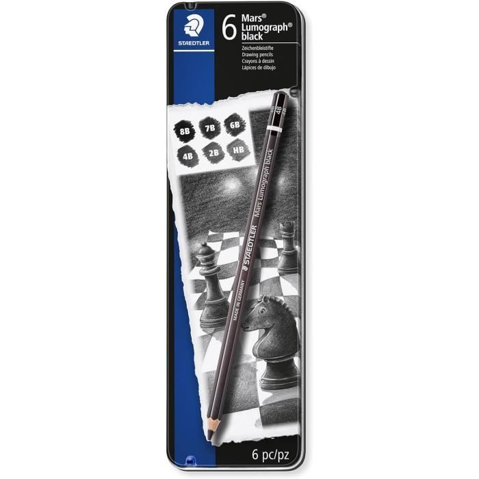 Staedtler Mars Lumograph Black, Crayons graphites enrichis en carbone ...