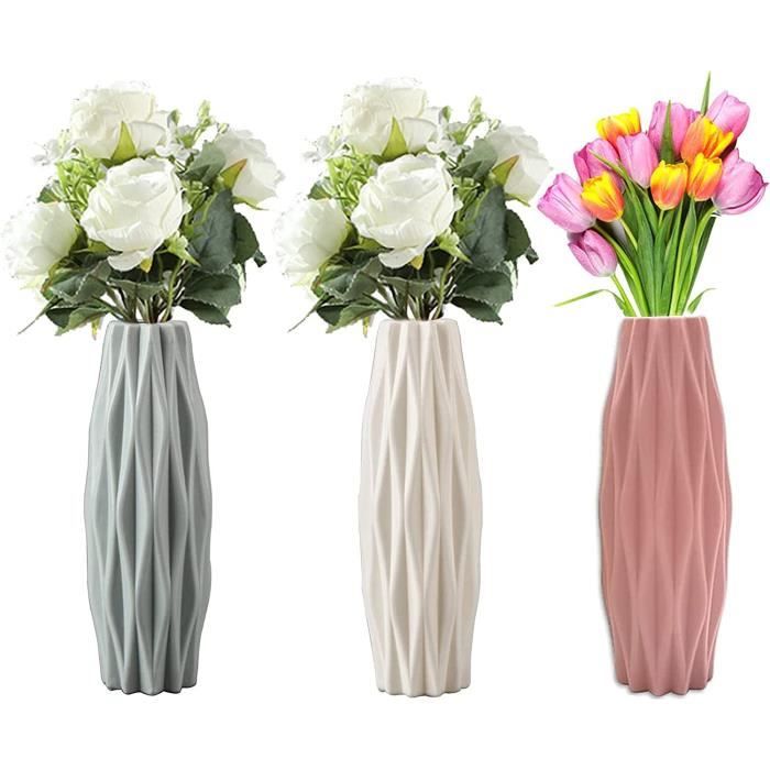 3 Pièce Vases en Plastique, Vases de Fleurs Incassable Moderne de Style