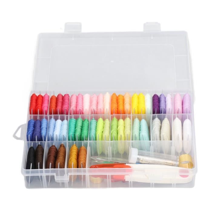 Kit Broderie Débutant Xiruiubao - 50 Fils à Broder + Cercles + Outils - Idée Cadeau Créatif DIY