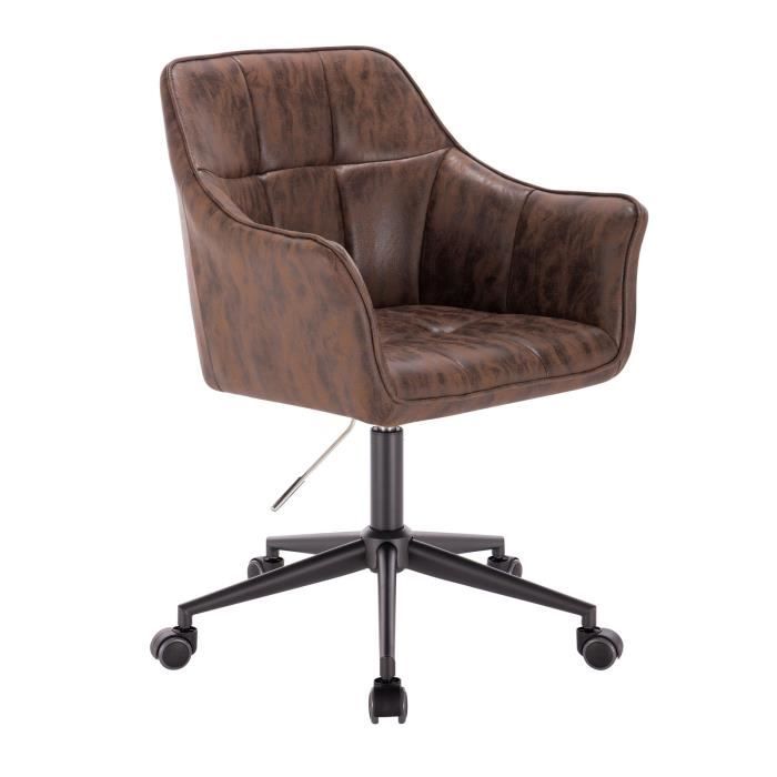 chaise de bureau svita chaise de bureau fauteuil lounge chaise pivotante similicuir marron