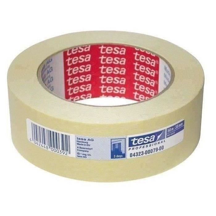 Ruban protection peinture - TESA - 50 m x 38 mm - Retirable sans trace ni cassure - Qualité professi