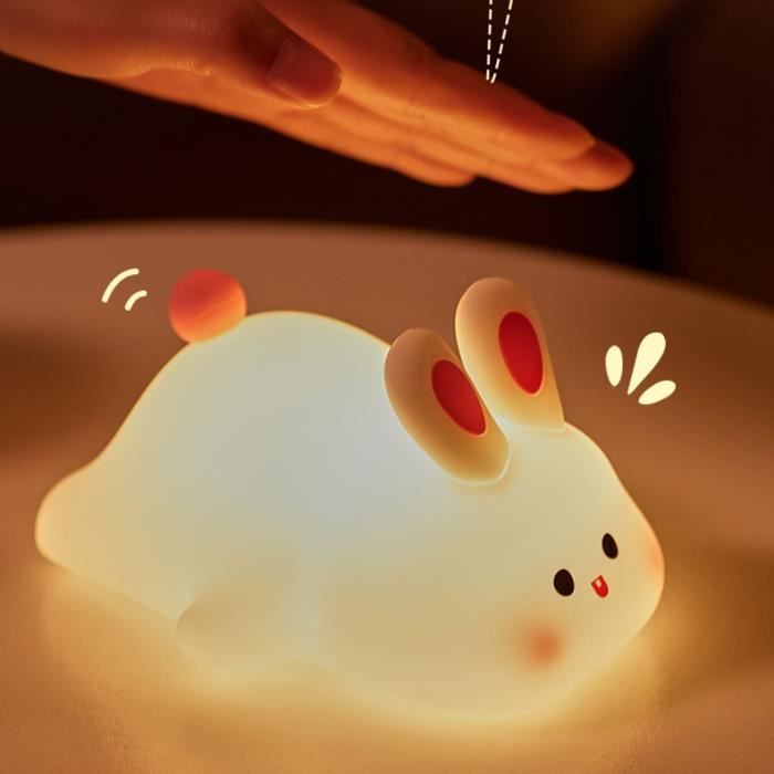 YID lampe de nuit lapin Veilleuse Lapin Portable Rechargeable par USB, Veilleuse en Silicone, Lampe Mignonne, Décoration de
