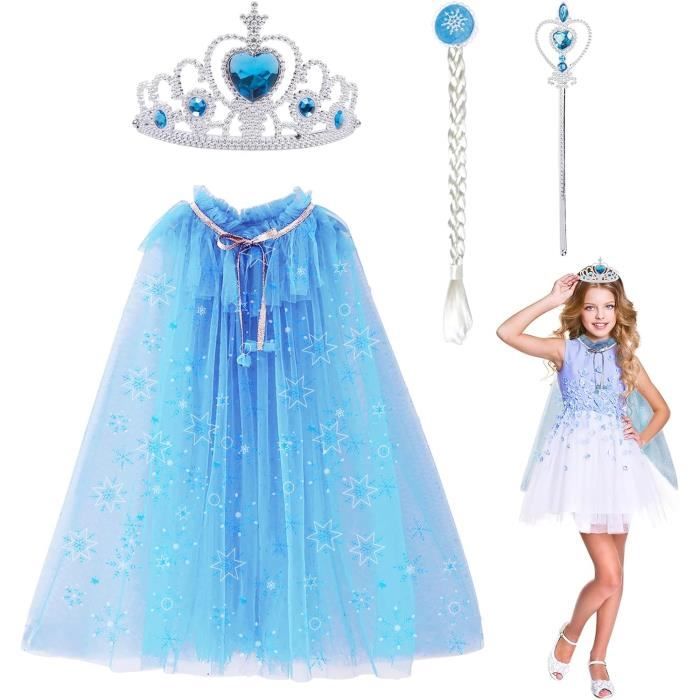 Aomig Ensemble de cape de princesse, 11 pièces pour petites filles, avec cape, couronne, baguette, bijoux, sac, gants, déguisement, jouets pour Halloween, fête d'anniversaire, cosplay, à partir de 3