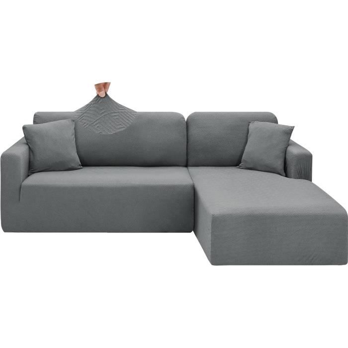 Housse Canapé Angle L Extensible Orange - Protection Élastique 195-230cm Partie A-A