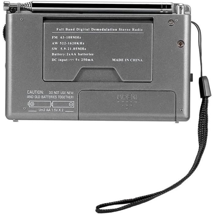 Radio FM Portable Mini Xnuiasqe - Bluetooth, Lecteur MP3, Support TF Card/USB, Batterie Rechargeable - Gris