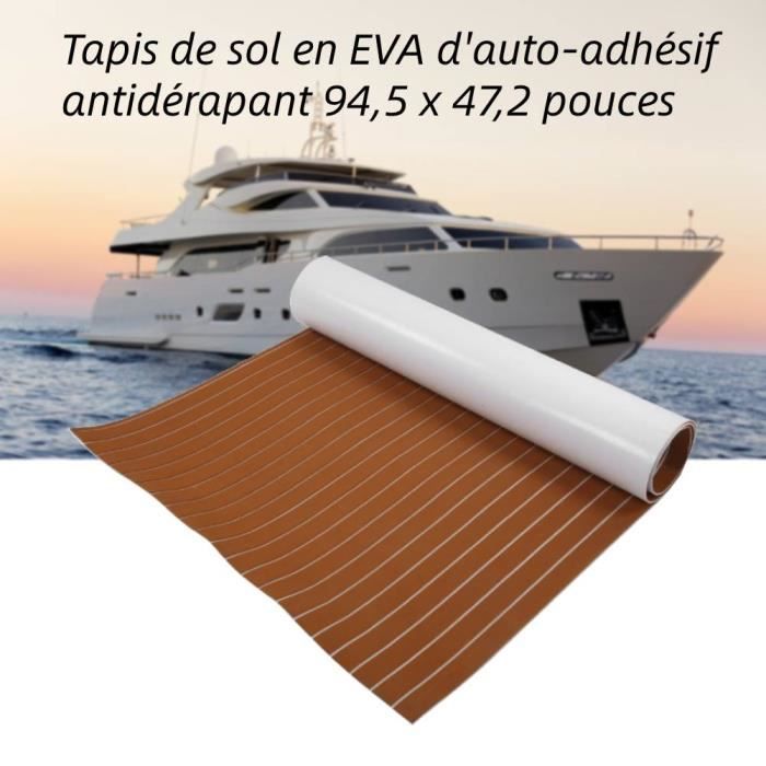 Tapis De Sol En Mousse EVA Antidérapant Pour Bateau - 240x90cm - Couleur Teck Marron - 5.5mm