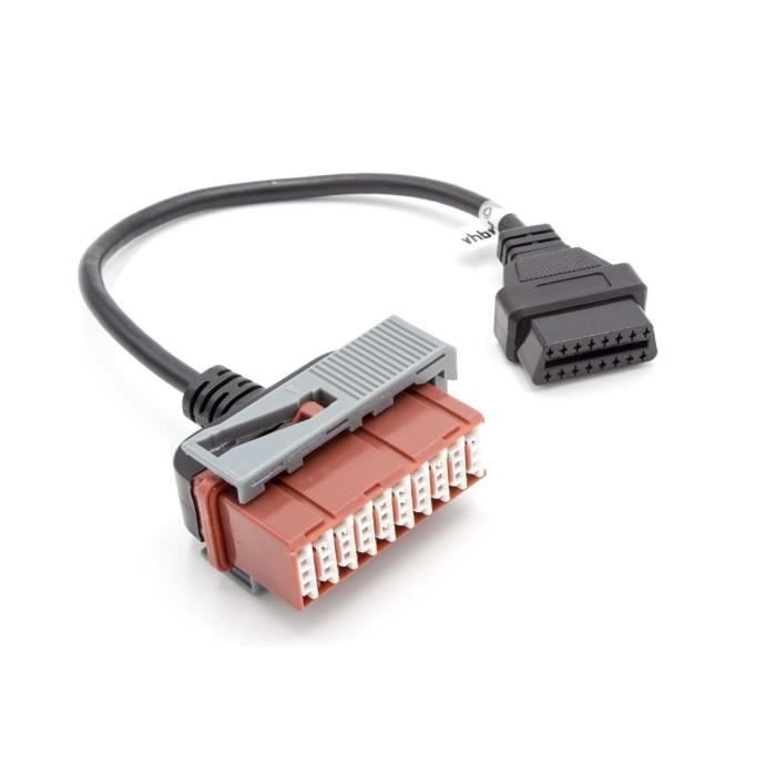 vhbw OBD2 - Câble adaptateur 30Pin à 16Pin pour Appareil de diagnostic OBD adapté aux anciens modèles Peugeot, Citroen, Groupe PSA