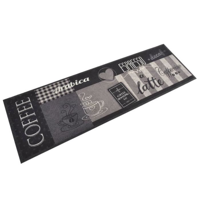vidaXL Tapis de cuisine lavable impression café noir 60x180 cm velours 136556