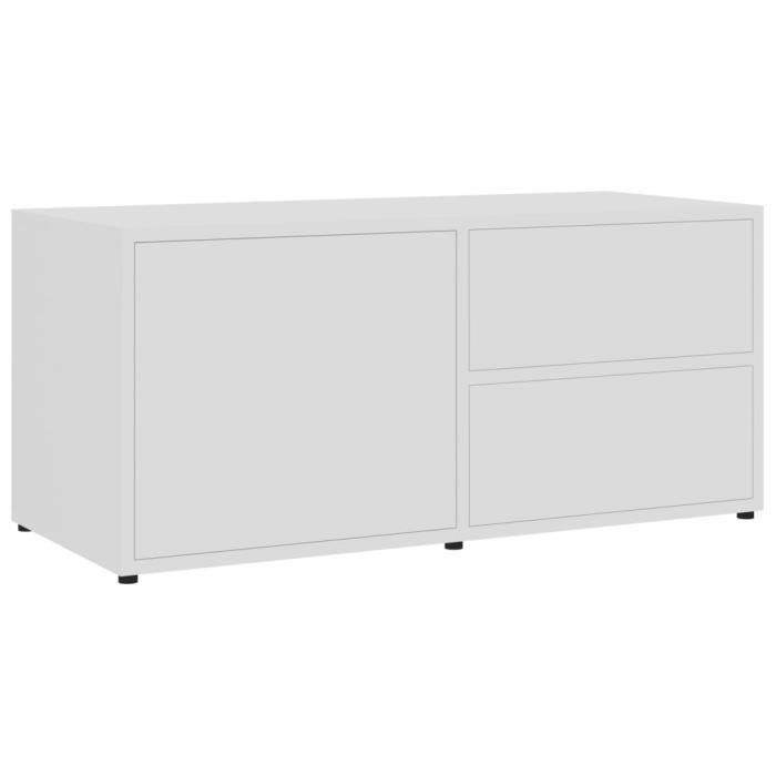 525338•)HOME-TOP* Armoire de télévision Table salon Meuble TV Moderne Blanc 80x34x36 cm - Aggloméré Vintage