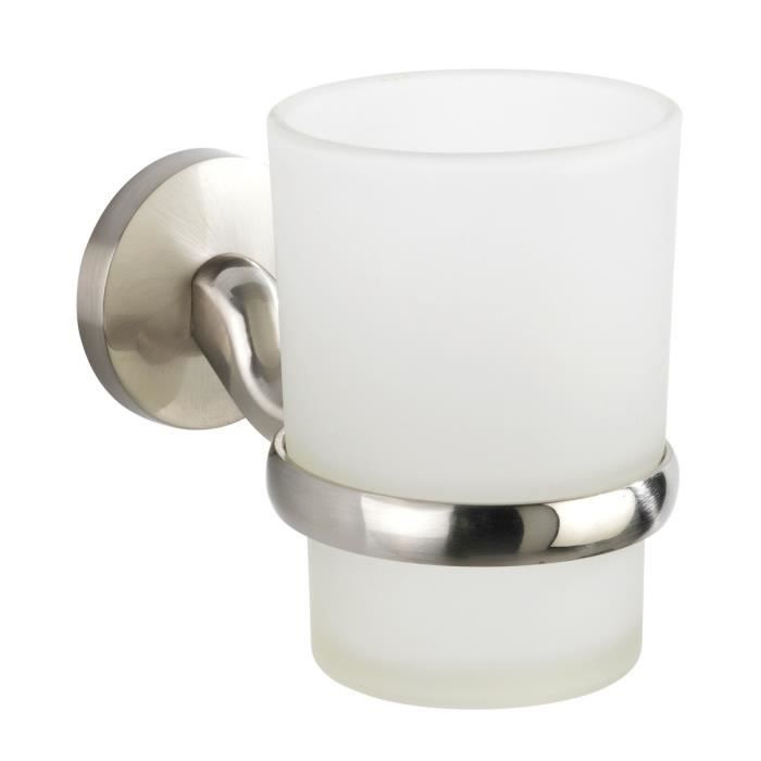 Porte-brosse à Dents WENKO Bosio Inox Mat 17 Cm Gobelet Satinés Porte-brosse à Dents Mural