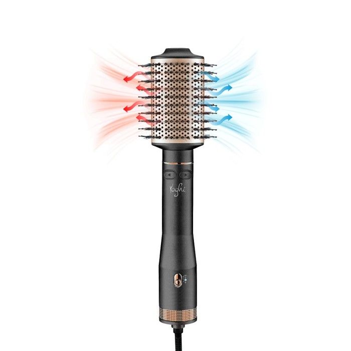 Yoghi - Hair Reverse Black - Brosse Soufflante Chauffante Rotative - Revêtement Céramique