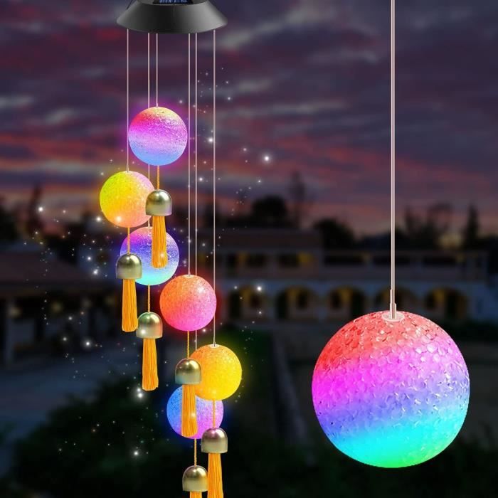 Carillon Solaire LED Étanche IP65 - Décoration Extérieur Avec Soleil/Lune/Étoiles, 75cm, Éclairage Automatique - 9