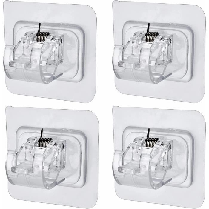 Support Tringle Autocollant Lot De 12 Supports Tringle à Rideaux Autocollants - Pour Tringles <2,2 Cm - Installation Sans Perçage Crochet Adhésif Tringle