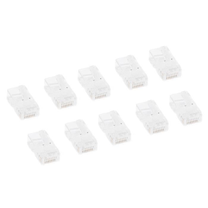 Lot De 10 Connecteurs RJ45 étanches IP65 Pour Panneau - Pass Through Mâle, Alliage De Zinc, Couleur Noir/argent