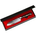 Couteau Stallion Couteau Damas Santoku en bois de fer 12,5 cm - Couteau en acier Damas avec manche en bois de fer dans une bo&ic246-1