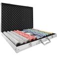 TECTAKE Coffret Malette Set de Poker 1000 Jetons + 2 Jeux de 54 Cartes en Aluminium - Argent-1