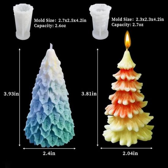 Kit 3 Moules à Bougies Silicone Gnome De Noël - Inclut 20 Mèches Et Support, Pour Bougies, Savon, Résine DIY (formes 3D)