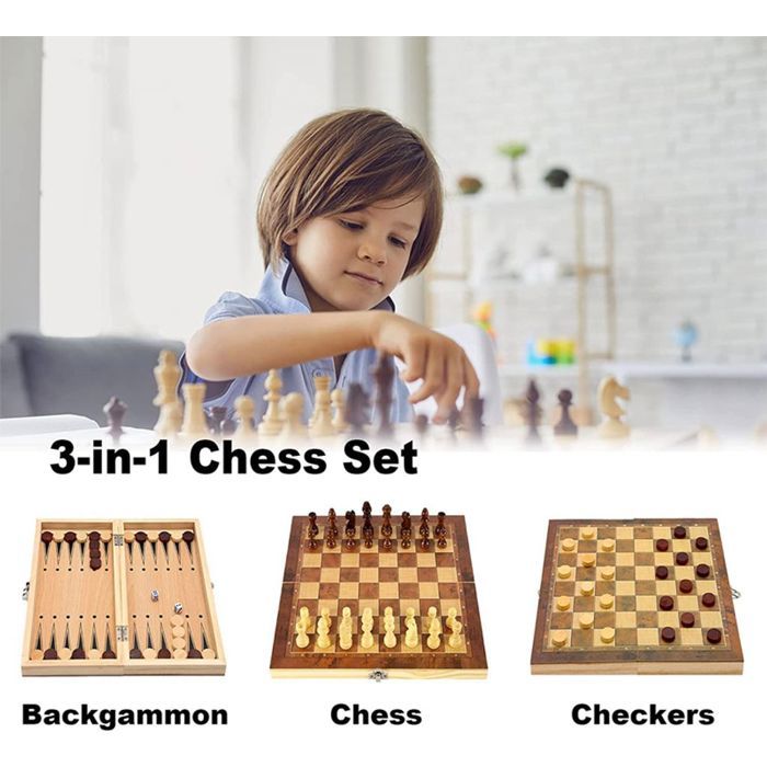 Jeu D'Échecs En Bois Jeu D'Échecs Pliable 3 En 1 Jeu D'Échecs Et De Damier Jeux De Société