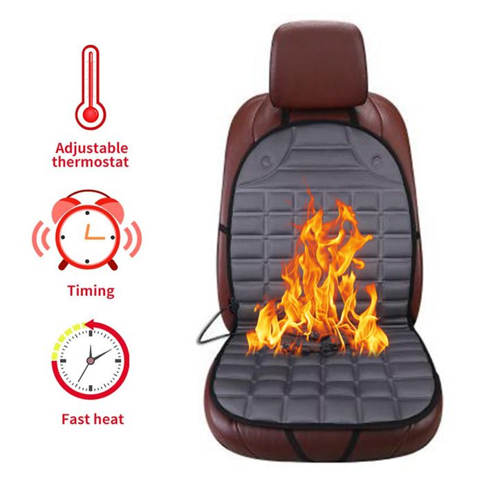 Housse De Siège Auto Chauffante 12V/24V Flanelle 35-60°C - Chauffage Rapide Confort Hiver