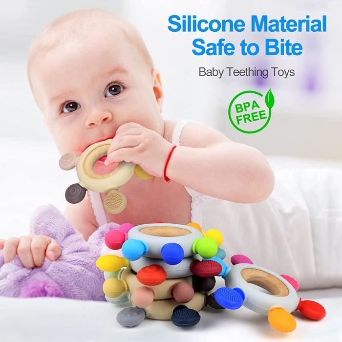 Akolik Anneau de dentition pour bébé, en silicone pour jouet de dentition,  accessoires d'allaitement sans BPA pour bébés de 3 [141] - Cdiscount  Puériculture & Eveil bébé