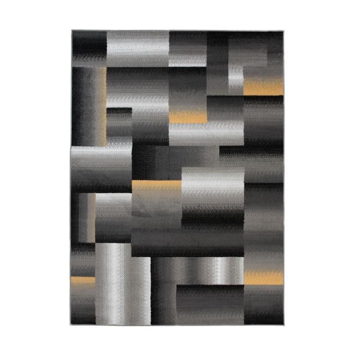 Tapis TAPISO Maya Poil Court Moderne Gris Noir Géométrique 200x200 Cm - Salon Chambre Salle à Manger Oeko-TEX