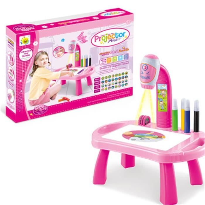 Coloriage enfant,Enfants projecteur LED Art Table à dessin jouets enfants  peinture conseil bureau Arts et - Type Pink with box - Cdiscount Jeux -  Jouets