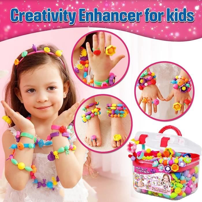 snookids 2000+pcs Perles pour Bracelet, Activité Manuelle Enfant, Kit Bracelet Enfant, Fabrication Bijoux pour Filles de 5 à 12 Ans, Cadeau Fille 5 6 7 8 9 Ans