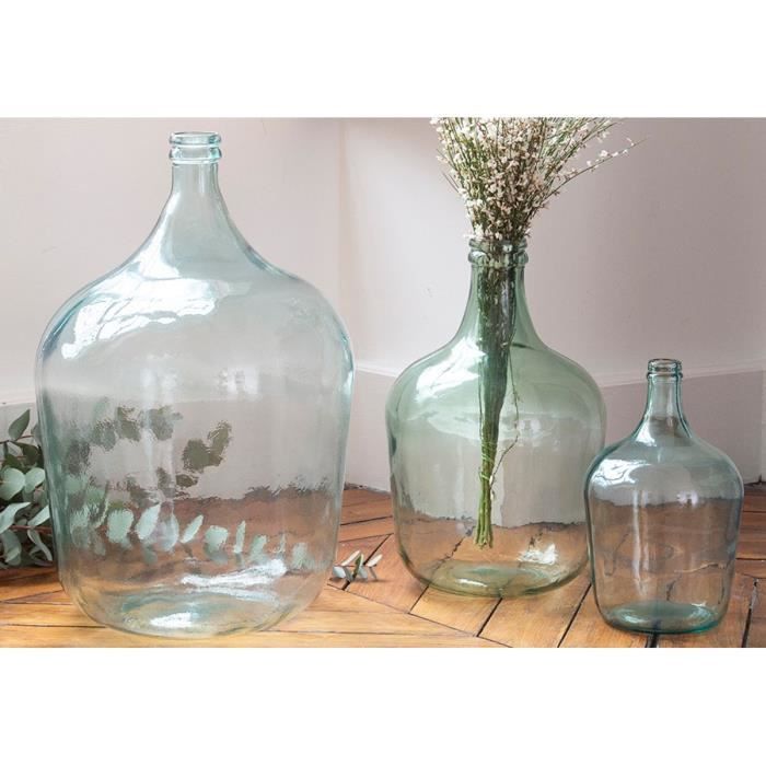 Dame jeanne bonbonne vase forme bouteille en verre recyclé transparent