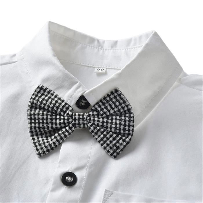 Chemise Blanche Formelle Bébé Et Enfant - T-shirt Manches Longues Fille Garçon Boutons Pots - Style Tennis Élégant 2025