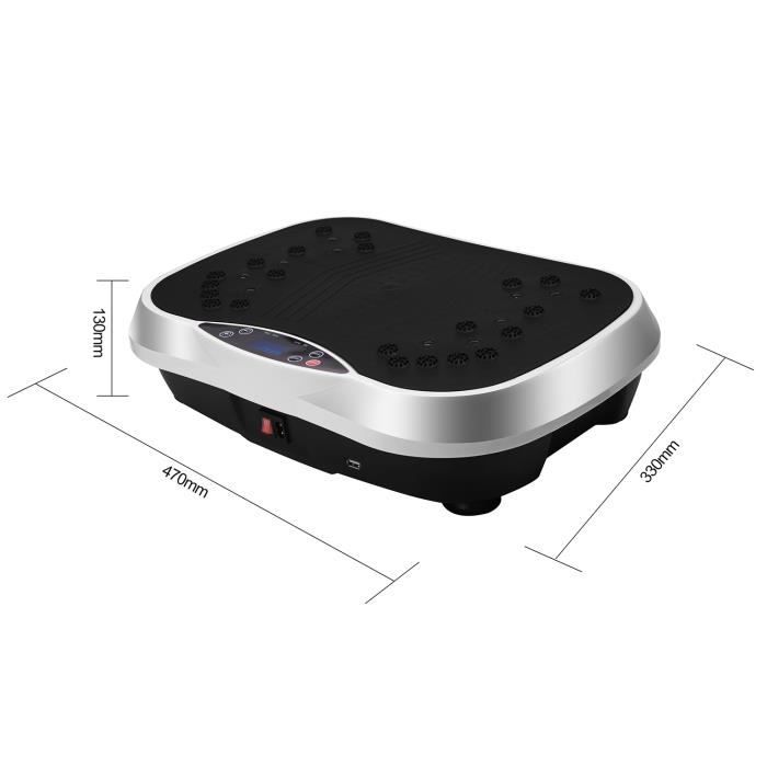 Plateforme Vibrante HTM Avec Télécommande – 120 Vitesses, 9 Programmes, Minuterie 15min, Charge Max 136kg, Rangers élastiques, Silencieuse