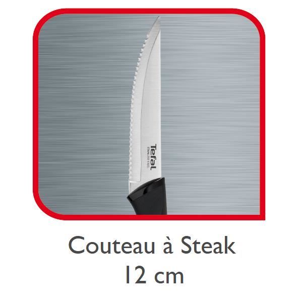 TEFAL - COMFORT Set de 4 Couteaux à Steak en Inox - 12 cm
