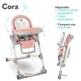 LIONELO Chaise haute bébé Cora réglable pliable - Rose-2
